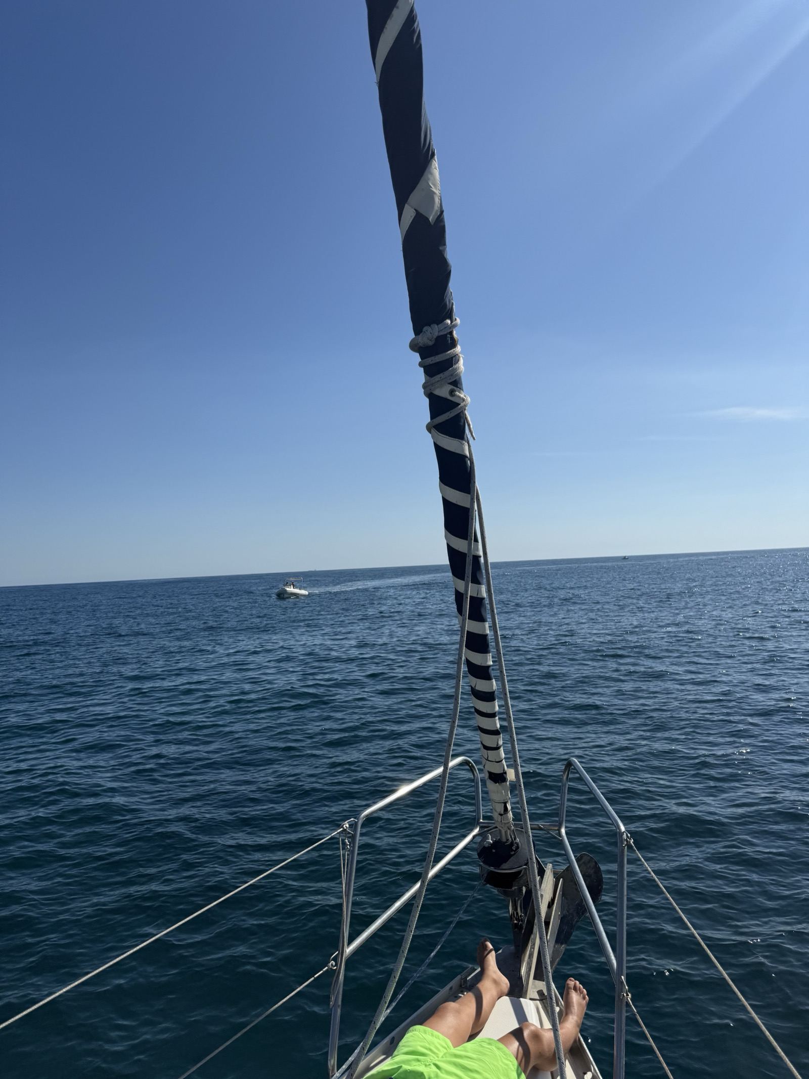 Looking up the mast of Cornelia under sail